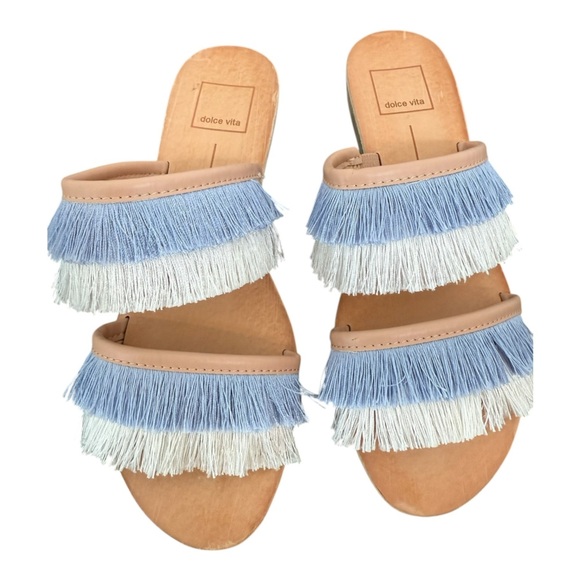 Dolce Vita Raffia Fringe Slide Sandals – Size 7 – NWOT - Picture 1 of 4